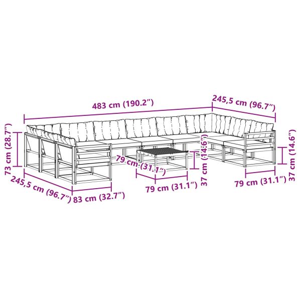 Комплект дивани за открито 11 pcs Натурален и Бежов