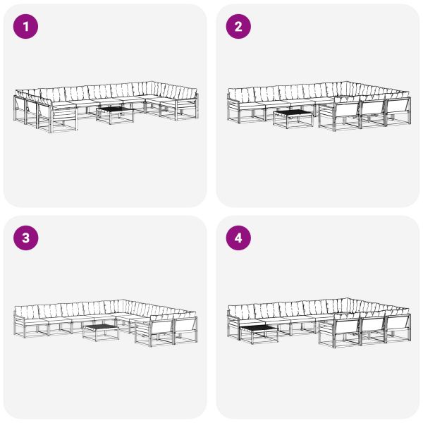 Комплект дивани за открито 11 pcs Натурален и Крема