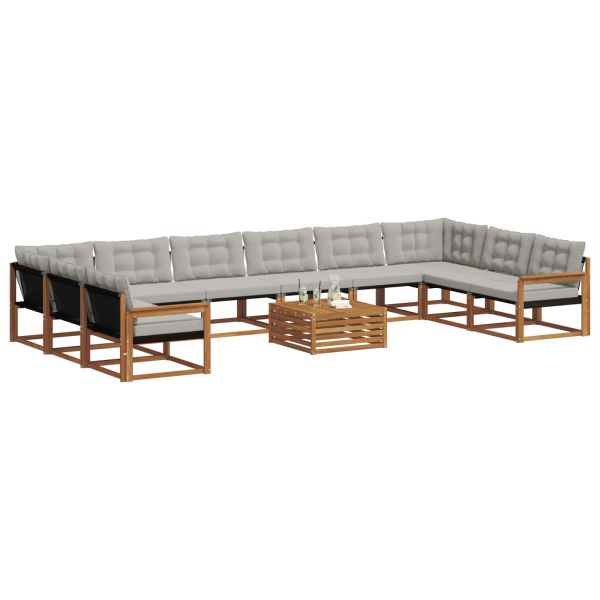 Комплект дивани за открито 11 pcs Естествено и светло сиво