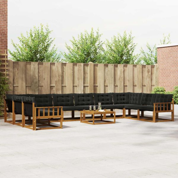 Комплект дивани за открито 11 pcs Естествено и черно