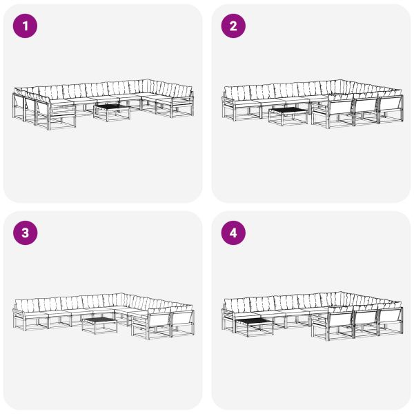 Комплект дивани за открито 11 pcs Натурален и Крема