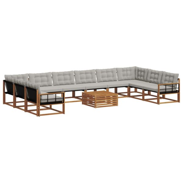 Комплект дивани за открито 11 pcs Естествено и светло сиво