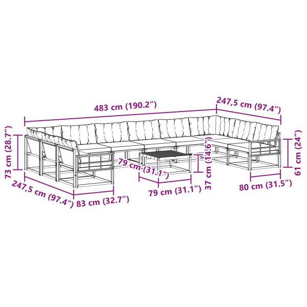 Комплект дивани за открито 11 pcs Естествено и светло сиво
