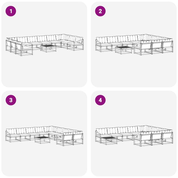 Комплект дивани за открито 11 pcs Натурален и Крема