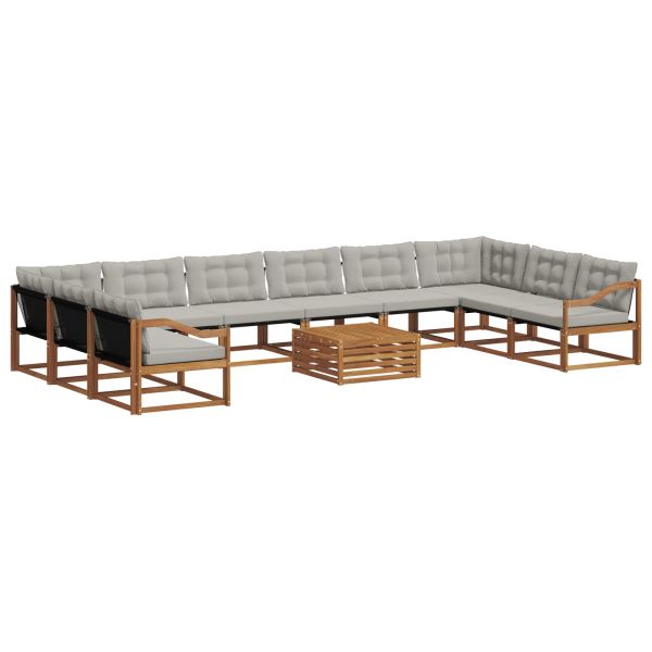 Комплект дивани за открито 11 pcs Естествено и светло сиво