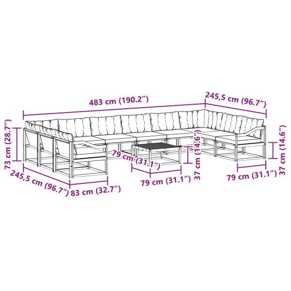 Комплект дивани за открито 11 pcs Естествено и светло сиво