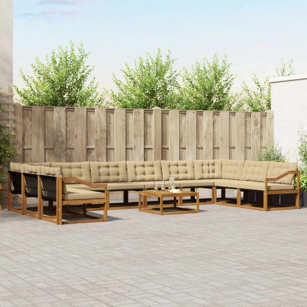 Комплект дивани за открито 11 pcs Натурален и Бежов