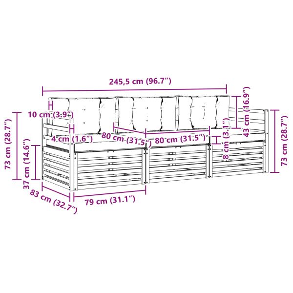 Комплект дивани за открито 3 pcs Натурален и Бежов