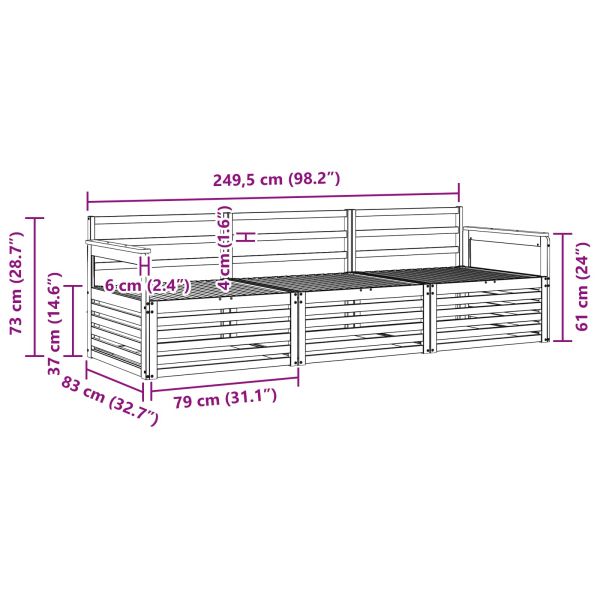 Комплект дивани за открито 3 pcs Естествен
