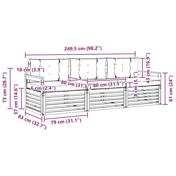 Комплект дивани за открито 3 pcs Естествено и светло сиво