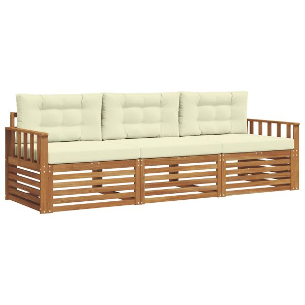 Комплект дивани за открито 3 pcs Натурален и Крема