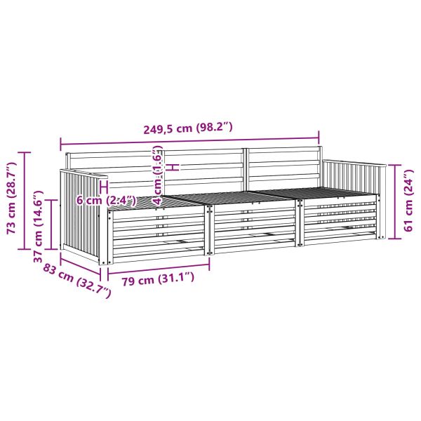 Комплект дивани за открито 3 pcs Естествен