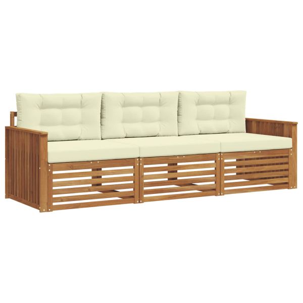 Комплект дивани за открито 3 pcs Натурален и Крема