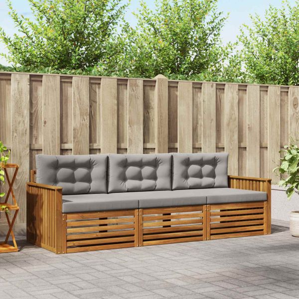 Комплект дивани за открито 3 pcs Естествено и светло сиво