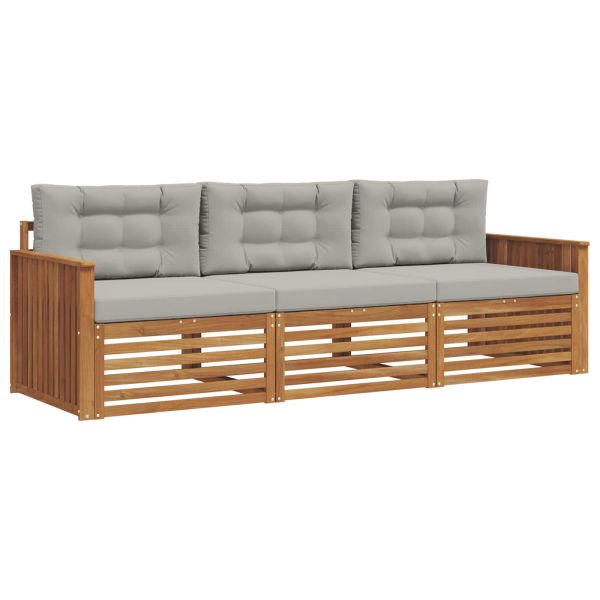 Комплект дивани за открито 3 pcs Естествено и светло сиво