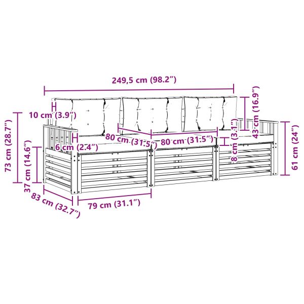 Комплект дивани за открито 3 pcs Естествено и светло сиво