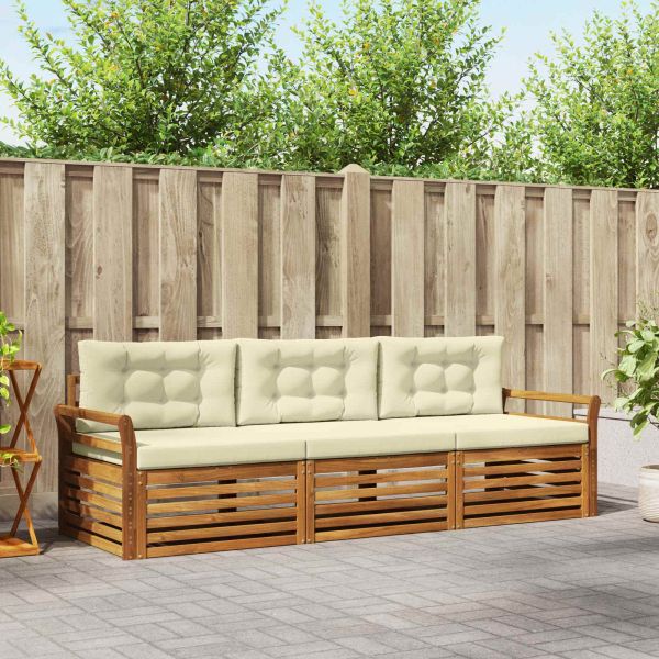 Комплект дивани за открито 3 pcs Натурален и Крема