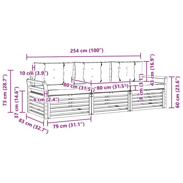 Комплект дивани за открито 3 pcs Естествено и светло сиво