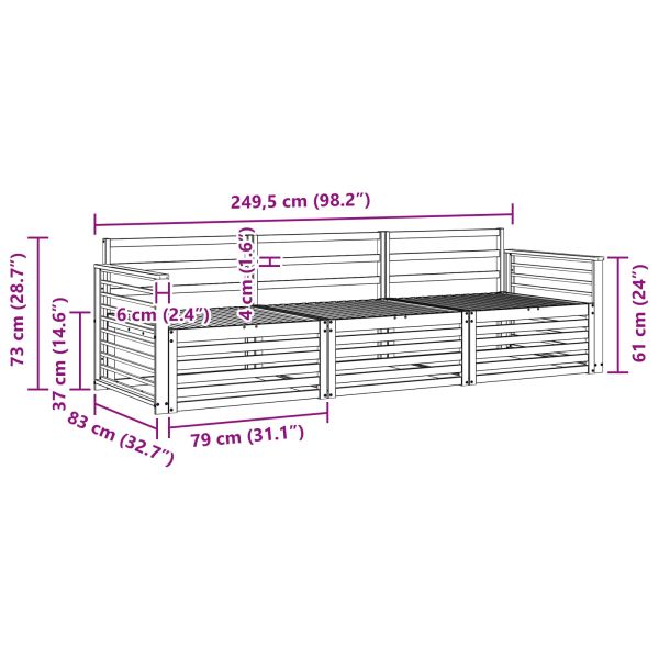 Комплект дивани за открито 3 pcs Естествен