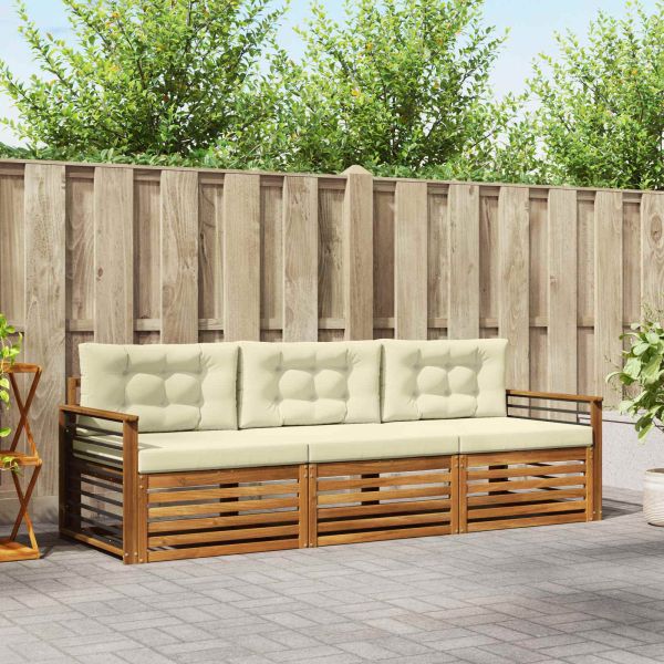 Комплект дивани за открито 3 pcs Натурален и Крема