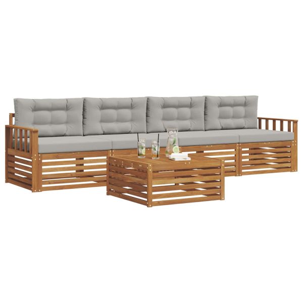 Комплект дивани за открито 5 pcs Естествено и светло сиво