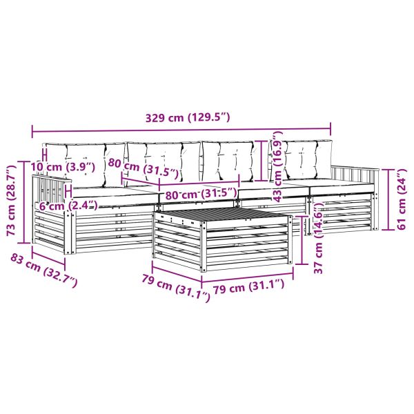 Комплект дивани за открито 5 pcs Натурален и Бежов
