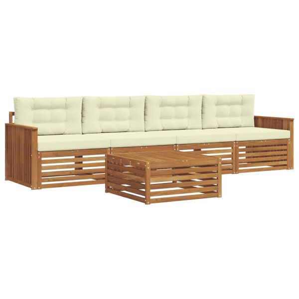 Комплект дивани за открито 5 pcs Натурален и Крема