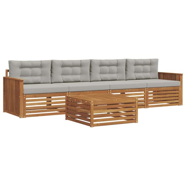 Комплект дивани за открито 5 pcs Естествено и светло сиво