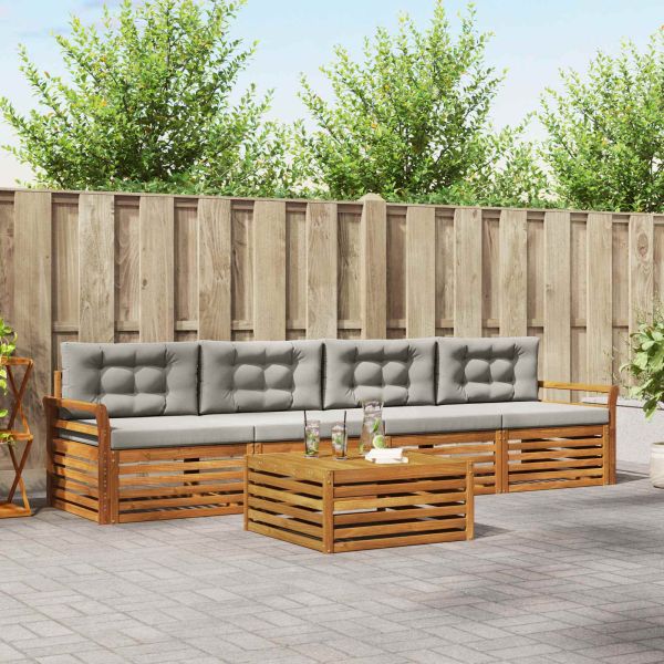 Комплект дивани за открито 5 pcs Естествено и светло сиво