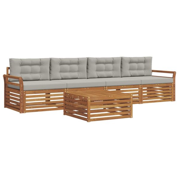 Комплект дивани за открито 5 pcs Естествено и светло сиво