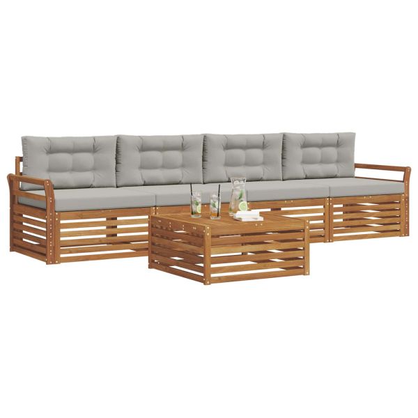 Комплект дивани за открито 5 pcs Естествено и светло сиво