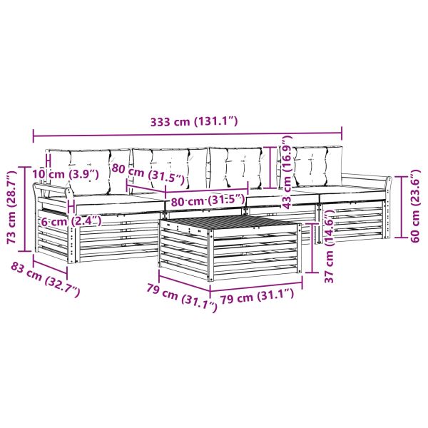 Комплект дивани за открито 5 pcs Естествено и светло сиво