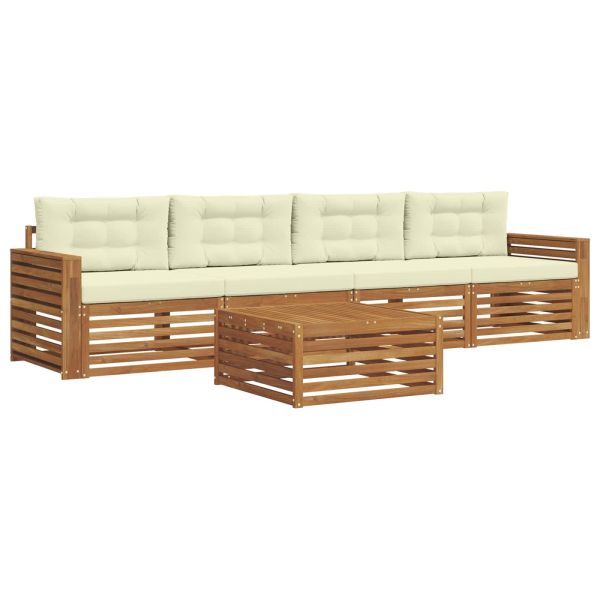 Комплект дивани за открито 5 pcs Натурален и Крема