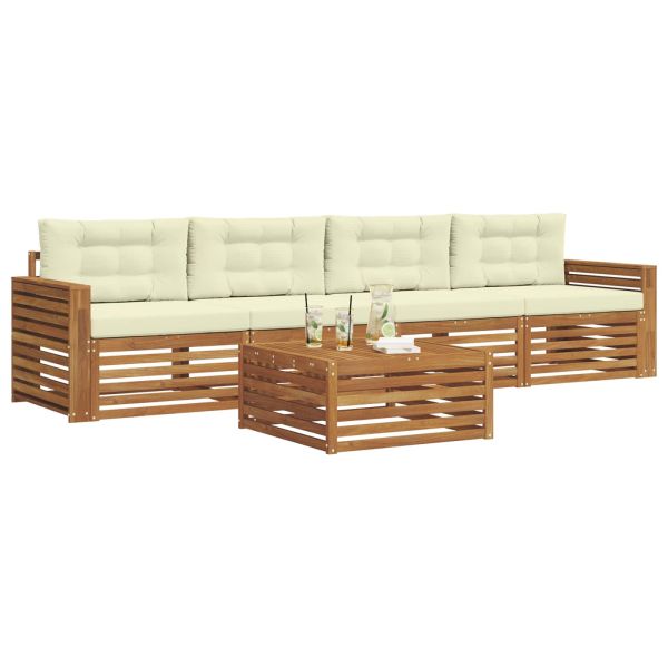 Комплект дивани за открито 5 pcs Натурален и Крема