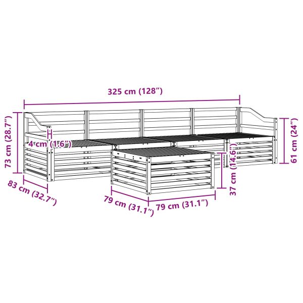 Комплект дивани за открито 5 pcs Естествен