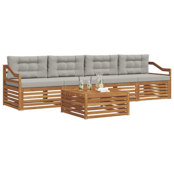 Комплект дивани за открито 5 pcs Естествено и светло сиво