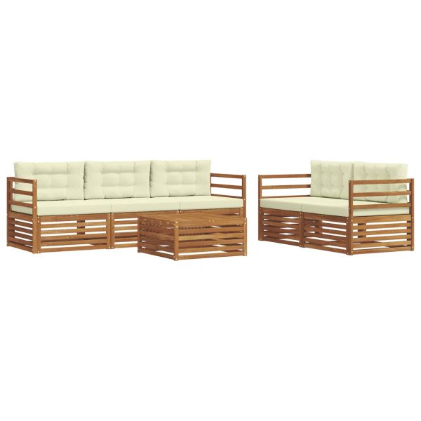 Комплект дивани за открито 6 pcs Натурален и Крема