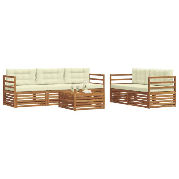 Комплект дивани за открито 6 pcs Натурален и Крема