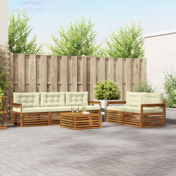 Комплект дивани за открито 6 pcs Натурален и Крема
