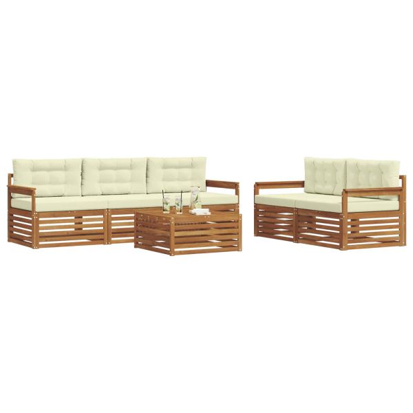 Комплект дивани за открито 6 pcs Натурален и Крема
