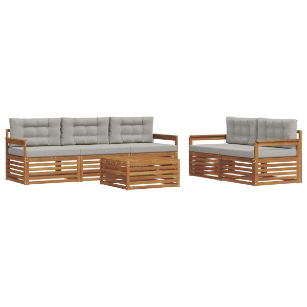 Комплект дивани за открито 6 pcs Естествено и светло сиво