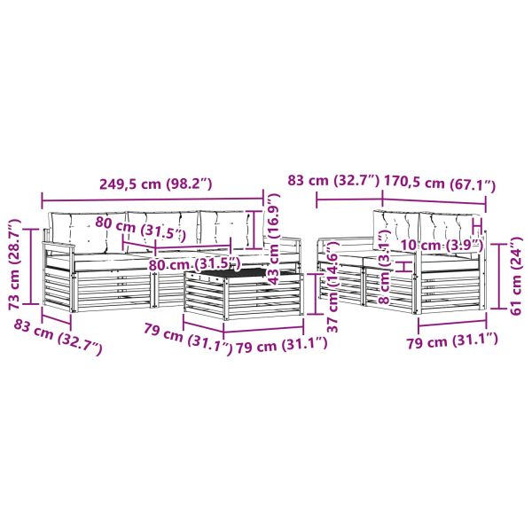 Комплект дивани за открито 6 pcs Естествено и светло сиво