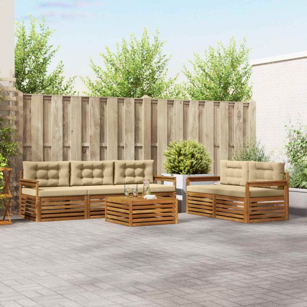Комплект дивани за открито 6 pcs Натурален и Бежов