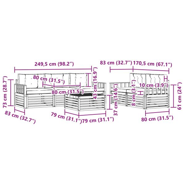 Комплект дивани за открито 6 pcs Натурален и Крема