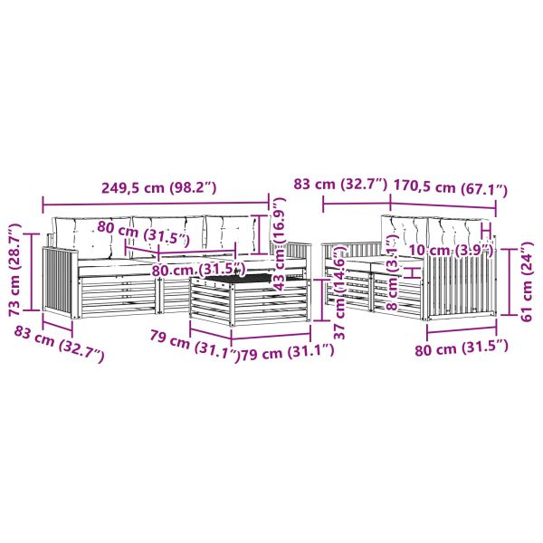 Комплект дивани за открито 6 pcs Натурален и Крема