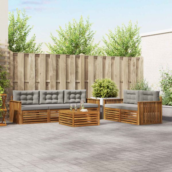 Комплект дивани за открито 6 pcs Естествено и светло сиво