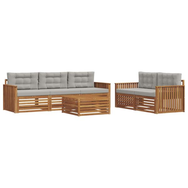 Комплект дивани за открито 6 pcs Естествено и светло сиво