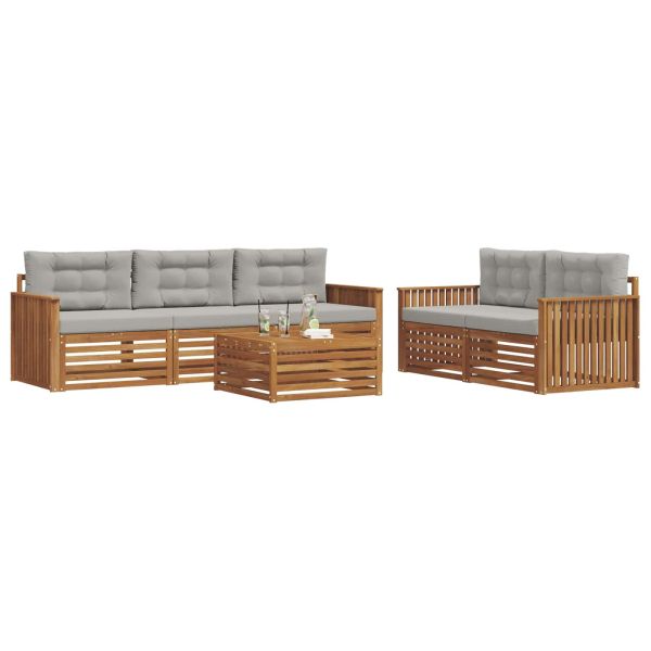 Комплект дивани за открито 6 pcs Естествено и светло сиво