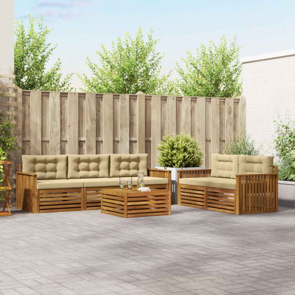 Комплект дивани за открито 6 pcs Натурален и Бежов