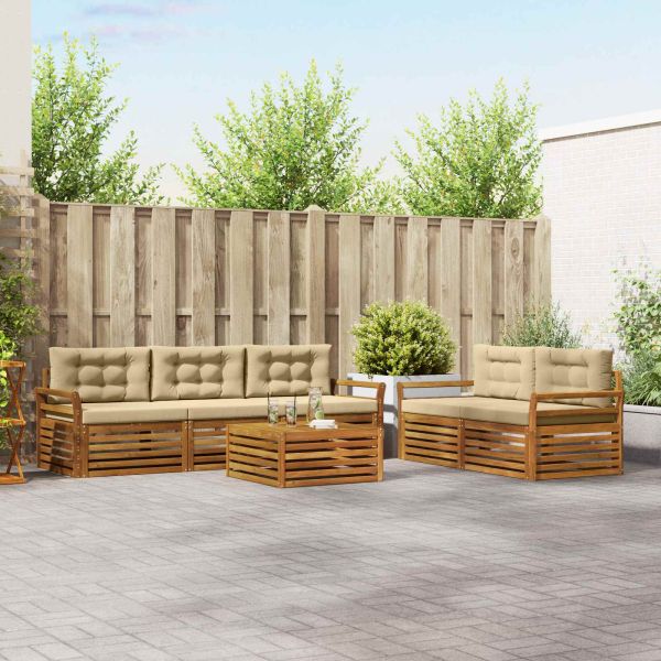 Комплект дивани за открито 6 pcs Натурален и Бежов